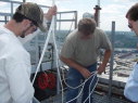 NFC staff: Carl & Cody are doing the finishing touches to the install as maintenance crews of the Carew watch.